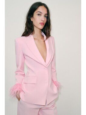 ZARA BLAZER WITH FEATHER CUFFS